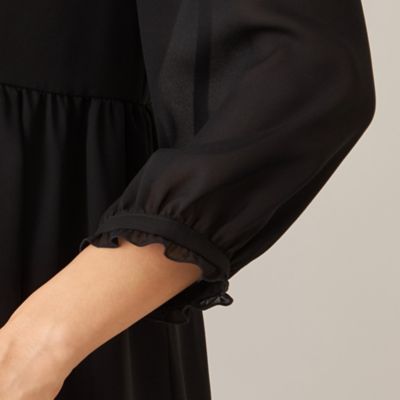 L】ブラックジョーゼット ワンピース（W7J08673＿＿