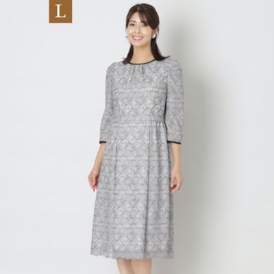 ＜TO BE CHIC L (Women/大きいサイズ)＞【Ｌ】リボン刺しゅう　ワンピース（Ｗ７Ｊ１０４５０＿＿）