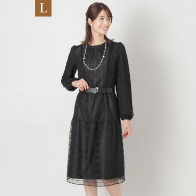 ＜TO BE CHIC L (Women/大きいサイズ)＞【Ｌ】ドットボーダー　ワンピース（Ｗ７Ｊ１１２６６＿＿）