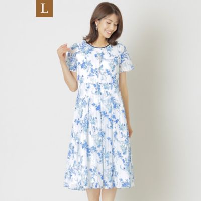 ＜TO BE CHIC L (Women/大きいサイズ)＞【Ｌ】シフォンフラワープリント　ワンピース（Ｗ７Ｊ１１３５０＿＿）