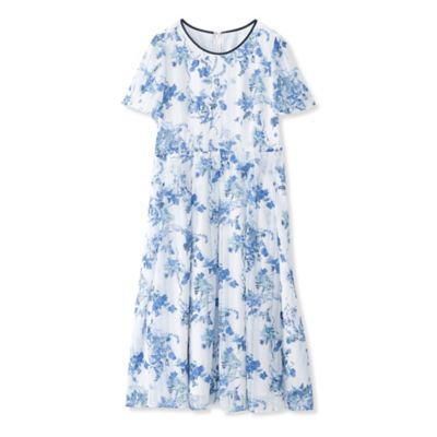 【Ｌ】シフォンフラワープリント　ワンピース（Ｗ７Ｊ１１３５０＿＿）
