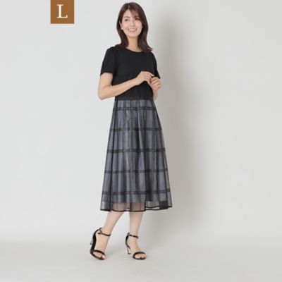 TO BE CHIC L (Women/大きいサイズ)/トゥー ビー シックＬ 【Ｌ】チュールチェック　ドッキングワンピース（Ｗ７Ｊ４２６９４＿＿）