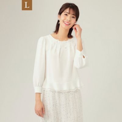 ＜TO BE CHIC L (Women/大きいサイズ)＞【Ｌ】バックサテンジョーゼット　ブラウス（Ｗ７Ｍ０１１００＿＿）