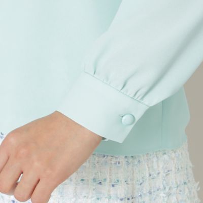 【Ｌ】フロントレース　ノーカラーブラウス（Ｗ７Ｍ０１５１１＿＿）