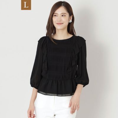 ＜TO BE CHIC L (Women/大きいサイズ)＞【Ｌ】シフォンプリーツ　プルオーバーブラウス（Ｗ７Ｍ０２２０８＿＿）