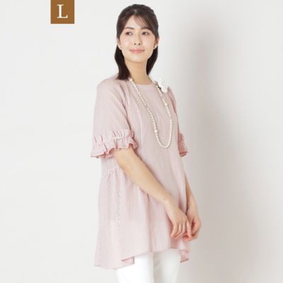 TO BE CHIC L (Women/大きいサイズ)/トゥー ビー シックＬ 【Ｌ】カラミストライプ　チュニックブラウス（Ｗ７Ｍ０５５２２＿＿）