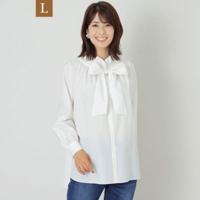＜TO BE CHIC L (Women/大きいサイズ)＞【Ｌ】ブライトクロス　フリルブラウス（Ｗ７Ｍ０６２０５＿＿）