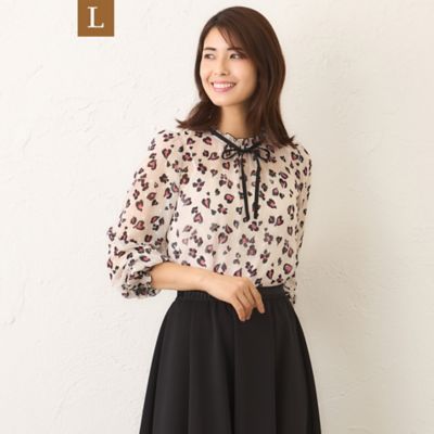 ＜TO BE CHIC L (Women/大きいサイズ)＞【Ｌ】アニマルフラワー　リボンブラウス（Ｗ７Ｍ０６６３１＿＿）