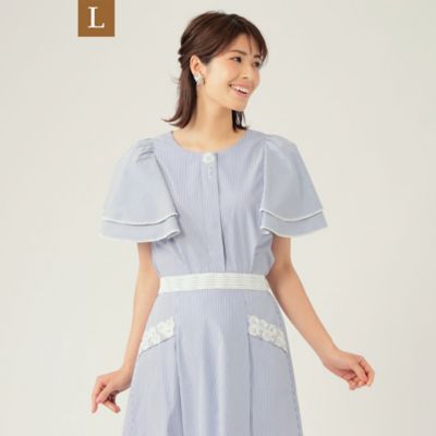 ＜TO BE CHIC L (Women/大きいサイズ)＞【Ｌ】コットンストライプ　ブラウス（Ｗ７Ｍ０７１４０＿＿）