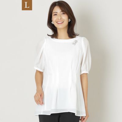 ＜TO BE CHIC L (Women/大きいサイズ)＞【Ｌ】シアージャカード　チュニックブラウス（Ｗ７Ｍ０７４１０＿＿）