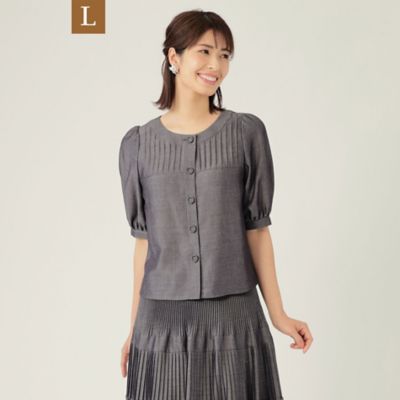 ＜TO BE CHIC L (Women/大きいサイズ)＞【Ｌ】ダンガリーシャンブレー　ブラウス（Ｗ７Ｍ０８１４４＿＿）