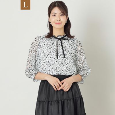 ＜TO BE CHIC L (Women/大きいサイズ)＞【Ｌ】ジャスミンプリントリボン　ブラウス（Ｗ７Ｍ０９５３４＿＿）