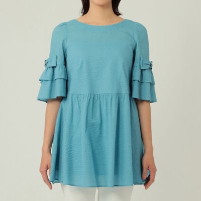 【ふわふわピンク】TO BE CHIC　ウェーブローン チュニックブラウス ふわふわピンク様専用】TO BE CHIC ウェーブローン チュニック
