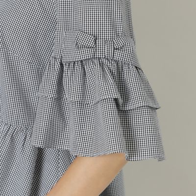 【Ｌ】【ＷＥＢ限定】コットンギンガムチェック　チュニックブラウス（Ｗ７Ｍ３０３８６＿＿）