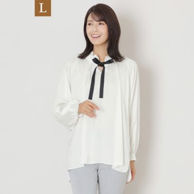 ＜TO BE CHIC L (Women/大きいサイズ)＞【Ｌ】サテンリボンブラウス（Ｗ７Ｍ３１４６３＿＿）