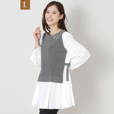 ＜TO BE CHIC L (Women/大きいサイズ)＞【Ｌ】ブラウスレイヤー　ニットチュニック（Ｗ７Ｎ０１２３９＿＿）