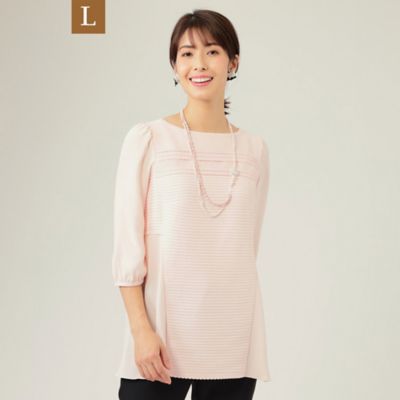 ＜TO BE CHIC L (Women/大きいサイズ)＞【Ｌ】シフォンドッキングニット　チュニック（Ｗ７Ｎ０２１０６＿＿）