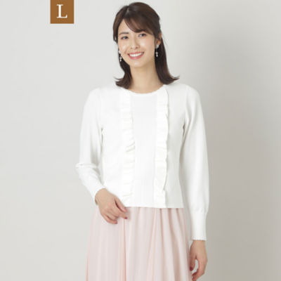 ＜TO BE CHIC L (Women/大きいサイズ)＞【Ｌ】レーヨンナイロンフリル　プルオーバーニット（Ｗ７Ｎ０２３６０＿＿）