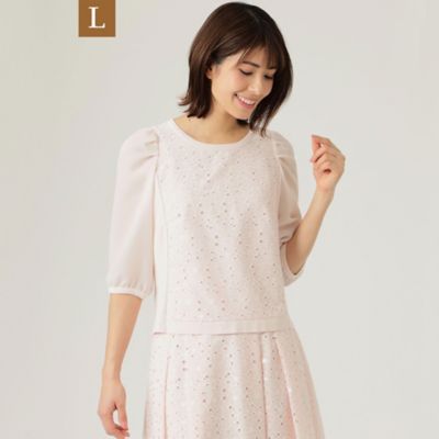 ＜TO BE CHIC L (Women/大きいサイズ)＞【Ｌ】フラワーボーラー　ニットプルオーバー（Ｗ７Ｎ０３１０８＿＿）
