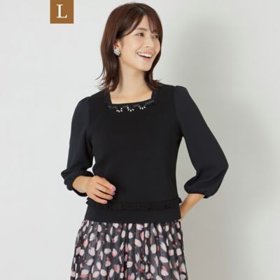 ＜TO BE CHIC L (Women/大きいサイズ)＞【Ｌ】コットンポリエステル　ビジューニットプルオーバー（Ｗ７Ｎ０３２０４＿＿）