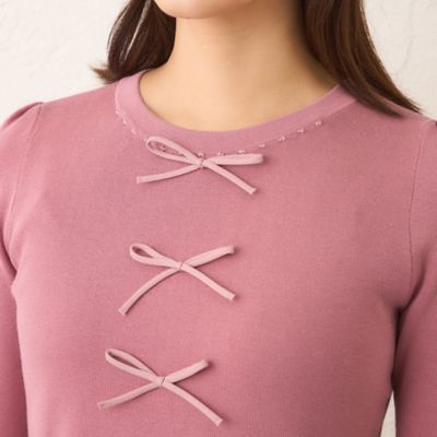 L】ビジュー＆リボン ニット（W7N03633＿＿） | TO BE CHIC L