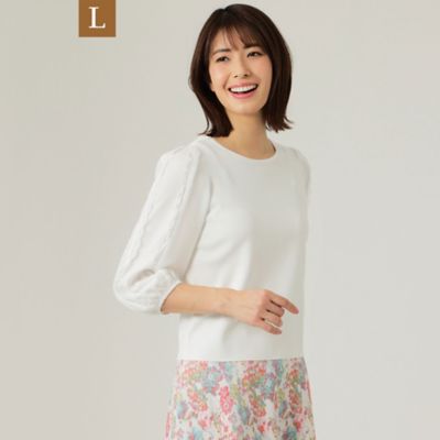 ＜TO BE CHIC L (Women/大きいサイズ)＞【Ｌ】レーヨンポリエステル　ニットプルオーバー（Ｗ７Ｎ０４１１５＿＿）