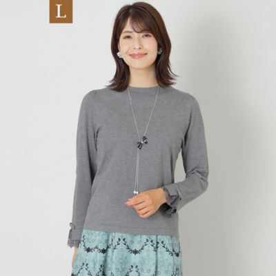 ＜TO BE CHIC L (Women/大きいサイズ)＞【Ｌ】レーヨンポリエステル　袖レースニットプルオーバー（Ｗ７Ｎ０４２１９＿＿）