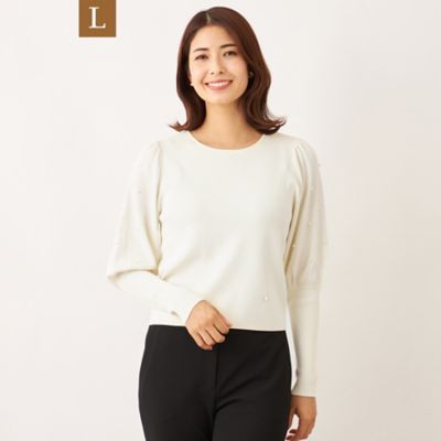 ＜TO BE CHIC L (Women/大きいサイズ)＞【Ｌ】ドットパールスリーブ　ニット（Ｗ７Ｎ０４６４４＿＿）