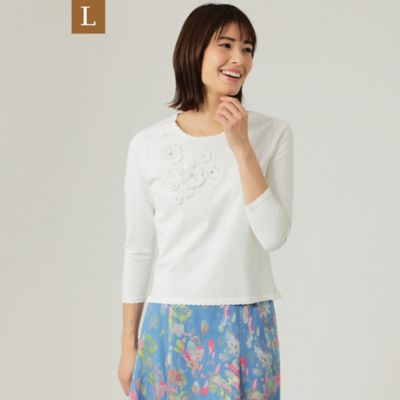 ＜TO BE CHIC L (Women/大きいサイズ)＞【Ｌ】レーヨンナイロンストレッチビジュー　ニットプルオーバー（Ｗ７Ｎ０５１１６＿＿）