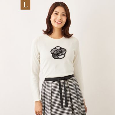 ＜TO BE CHIC L (Women/大きいサイズ)＞千鳥カメリアモチーフ　ニット（Ｗ７Ｎ０５６４４＿＿）