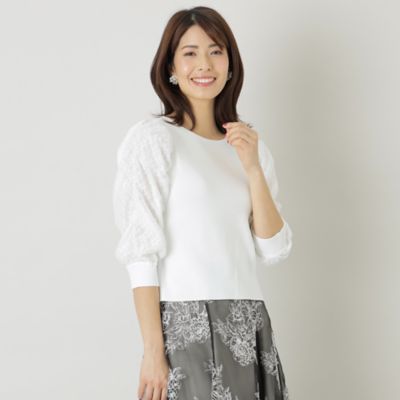 ＜TO BE CHIC L (Women/大きいサイズ)＞【Ｌ】レースコンビ　プルオーバーニット（Ｗ７Ｎ０６３２８＿＿）