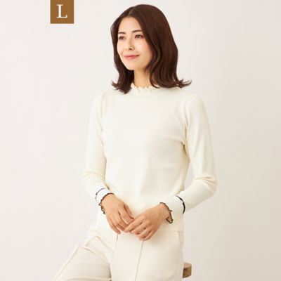 ＜TO BE CHIC L (Women/大きいサイズ)＞【Ｌ】フリルハイネック　ニット（Ｗ７Ｎ０６６４４＿＿）