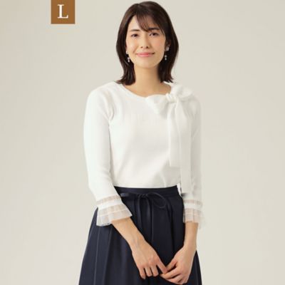 ＜TO BE CHIC L (Women/大きいサイズ)＞【Ｌ】コットンポリエステル　ニットプルオーバー（Ｗ７Ｎ０７１３３＿＿）