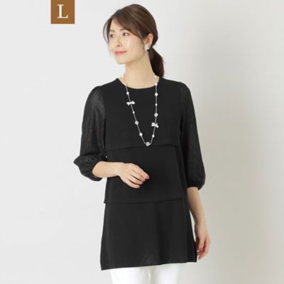 ＜TO BE CHIC L (Women/大きいサイズ)＞【Ｌ】レースコンビ　プルオーバーニットチュニック（Ｗ７Ｎ０７３５８＿＿）