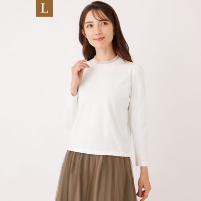 ＜TO BE CHIC L (Women/大きいサイズ)＞【Ｌ】シアーレイヤー　プルオーバーニット（Ｗ７Ｎ０７６５４＿＿）