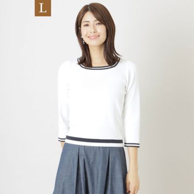 ＜TO BE CHIC L (Women/大きいサイズ)＞【Ｌ】レーヨンナイロンスクエアネック　ニットプルオーバー（Ｗ７Ｎ０８３３２＿＿）