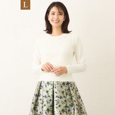 ＜TO BE CHIC L (Women/大きいサイズ)＞【Ｌ】フロントビジュー　ニット（Ｗ７Ｎ０８６６２＿＿）