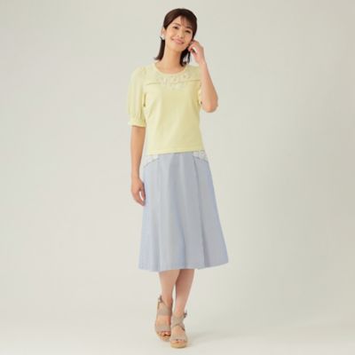 【Ｌ】フラワーモチーフ　ニットプルオーバー（Ｗ７Ｎ０９１３８＿＿）