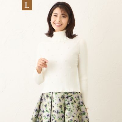 ＜TO BE CHIC L (Women/大きいサイズ)＞【Ｌ】パールビジュー　ケーブルリブニット（Ｗ７Ｎ１３６６５＿＿）