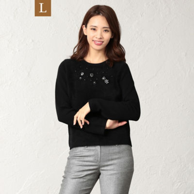 ＜TO BE CHIC L (Women/大きいサイズ)＞【Ｌ】ヘヤリーヤーンコンビ（Ｗ７Ｎ１５８５６＿＿）