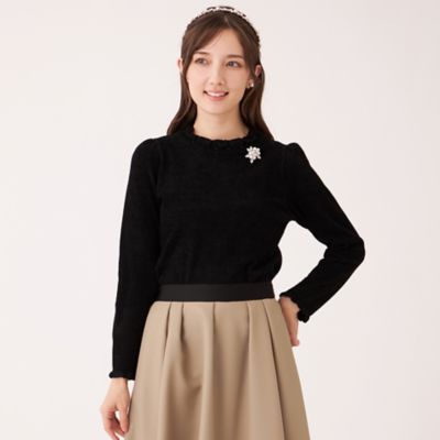 ＜TO BE CHIC L (Women/大きいサイズ)＞【Ｌ】レーヨンモール　フリルハイネックニット（Ｗ７Ｎ１６６８０＿＿）