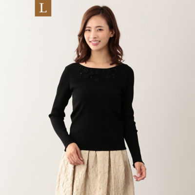 ＜TO BE CHIC L (Women/大きいサイズ)＞【Ｌ】ハイクオリティクリスタルレーヨンナイロンプルオーバーニット（Ｗ７Ｎ１６８５７＿＿）