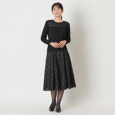 【Ｌ】レース刺しゅうコンビ　プルオーバーニット（Ｗ７Ｎ１７４７０＿＿）