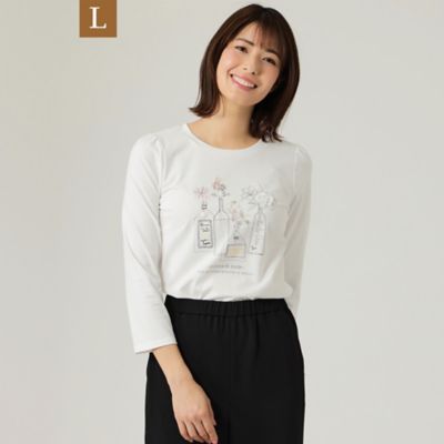＜TO BE CHIC L (Women/大きいサイズ)＞【Ｌ】コットンポンチロゴ　カットソー（Ｗ７Ｐ０１１１１＿＿）