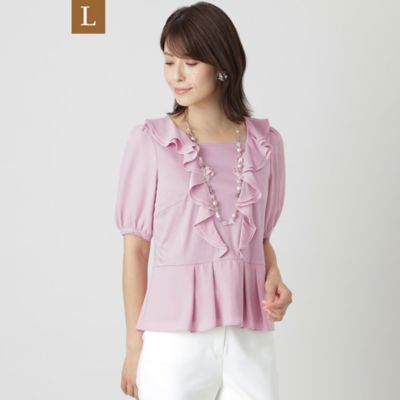 【Ｌ】レーヨンコットンスムース　シフォンコンビカットソー（Ｗ７Ｐ０１２１５＿＿）
