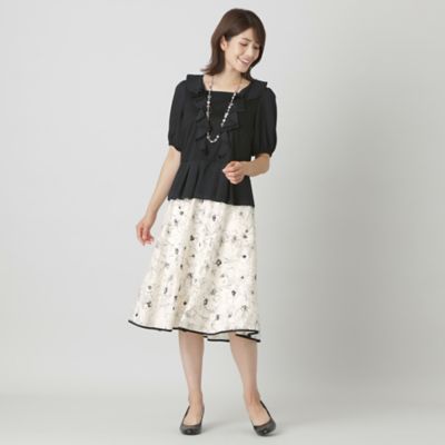 【Ｌ】レーヨンコットンスムース　シフォンコンビカットソー（Ｗ７Ｐ０１２１５＿＿）