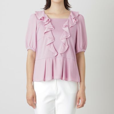 【Ｌ】レーヨンコットンスムース　シフォンコンビカットソー（Ｗ７Ｐ０１２１５＿＿）