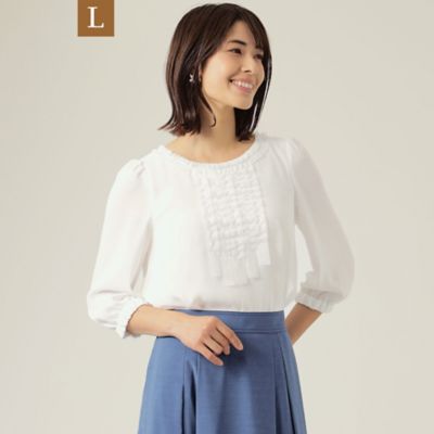 ＜TO BE CHIC L (Women/大きいサイズ)＞【Ｌ】シフォンコンビ　カットソー（Ｗ７Ｐ０２１６３＿＿）