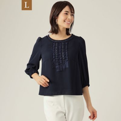 【Ｌ】シフォンコンビ　カットソー（Ｗ７Ｐ０２１６３＿＿）