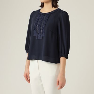 【Ｌ】シフォンコンビ　カットソー（Ｗ７Ｐ０２１６３＿＿）